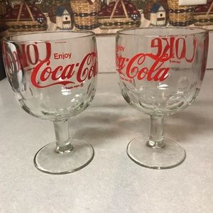 2 Coca Cola Vintage Ice Cream Sundae Goblets